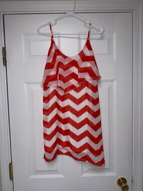 Charlotte Russe Chevron Ruffle Cami Mini Dress